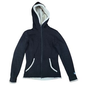 Women's Kuhl Alfpaca Full Zip Thumb Hole Fleece Size XS Black Jacket Outdoor